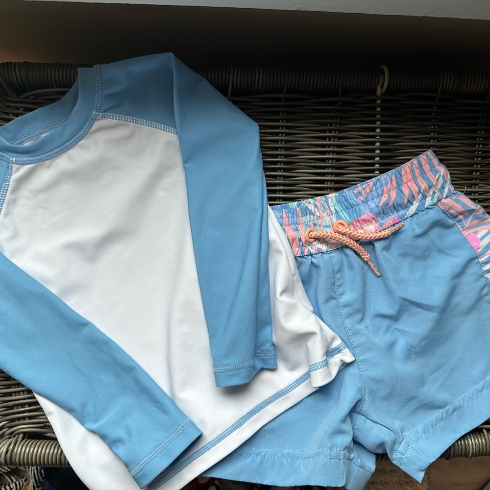 Kids Blue and White Swim Set